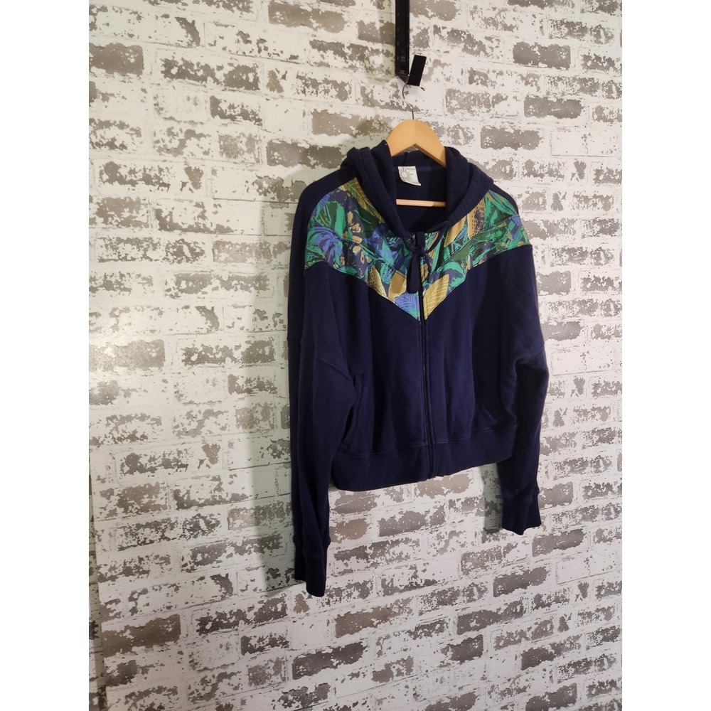 Offline By Aerie Full Zip Hoodie Womens Size L Blue Tropical Floral - Picture 4 of 16